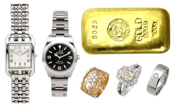 宝石や貴金属、時計やブランド品等